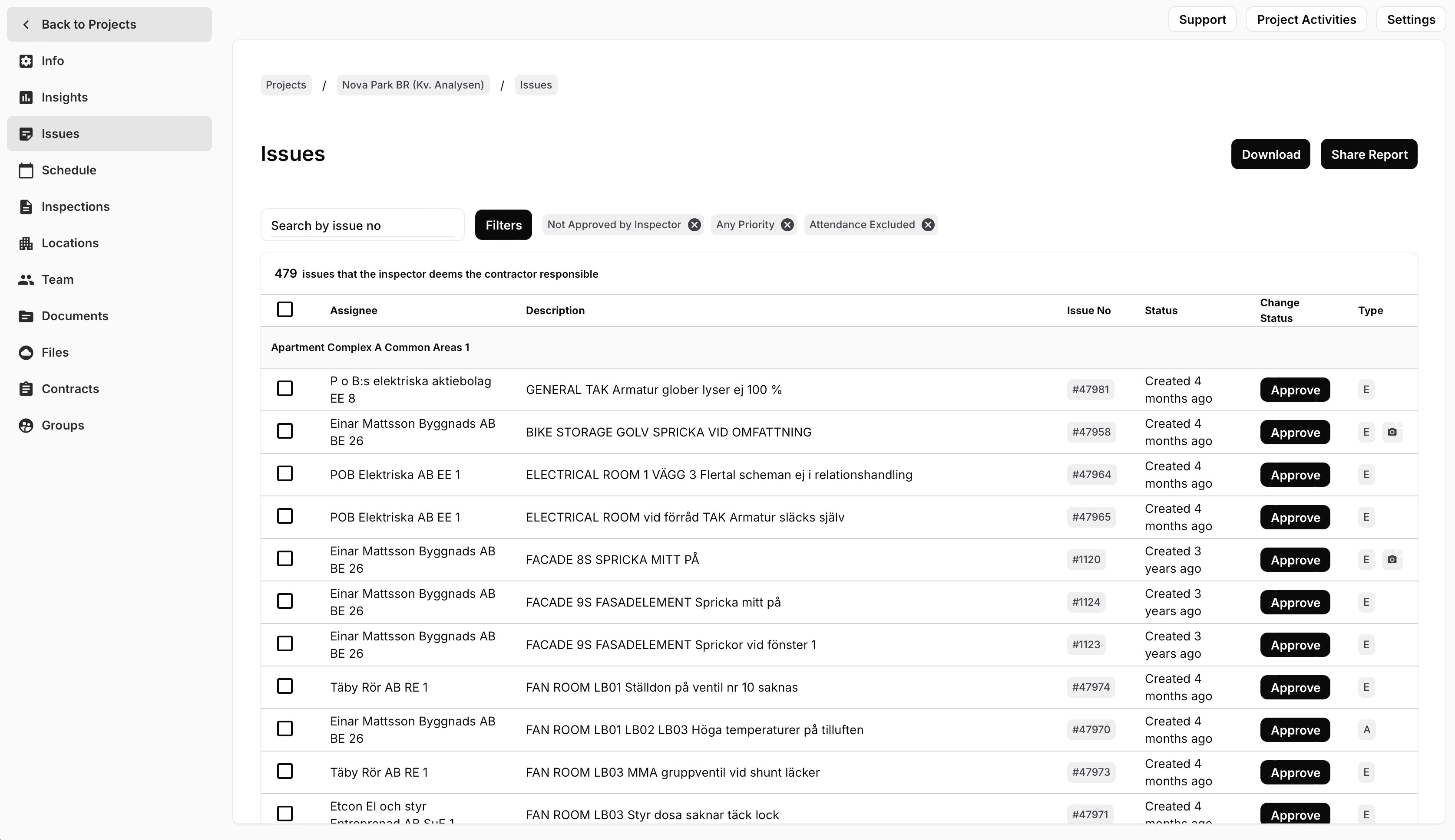 iSpect issues view 2023
