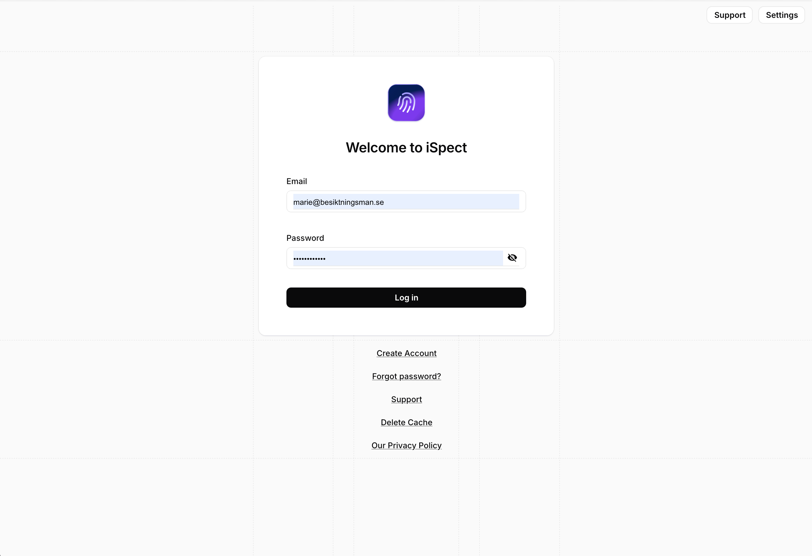 iSpect login view 2023