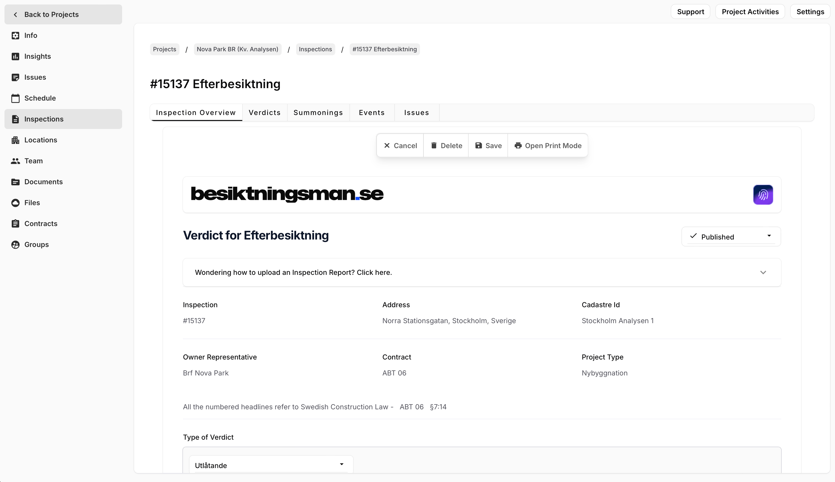 iSpect verdict editor view 2023